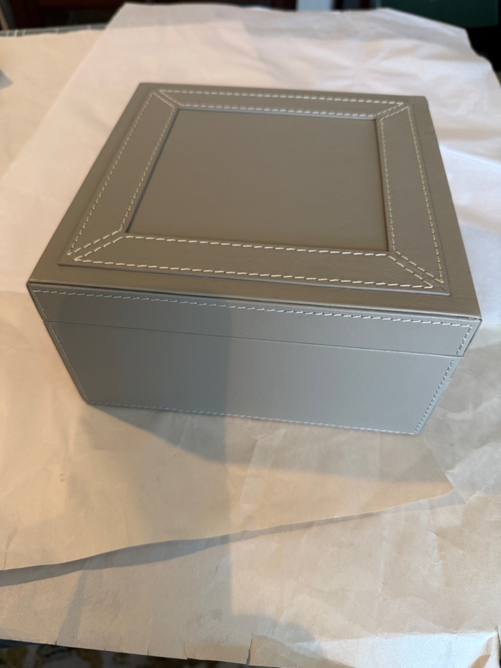 Mitchell Gold + Bob Williams Small Barnes Leather Storage Box in Taupe